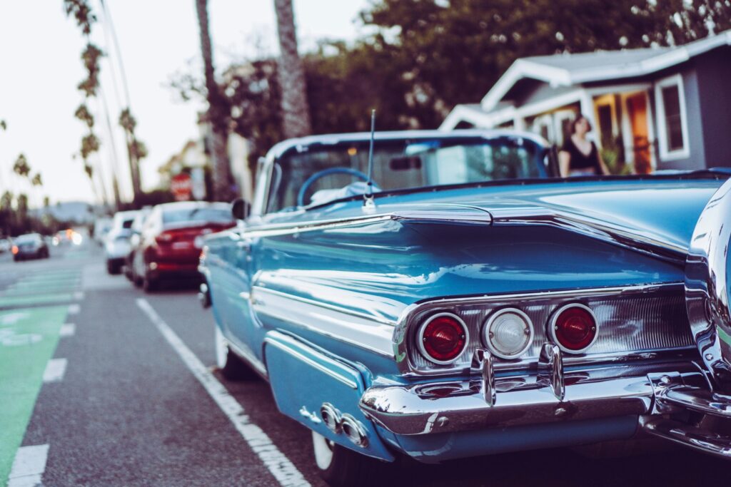 Classic car on road